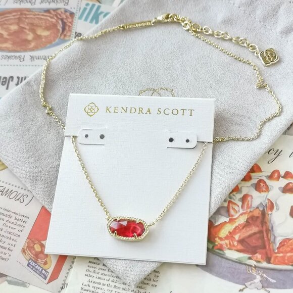 Elisa Gold Necklace in Berry Red with Dust Bag - Picture 2 of 2